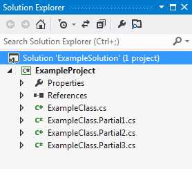 A Visual Studio solution with a number of distinct files