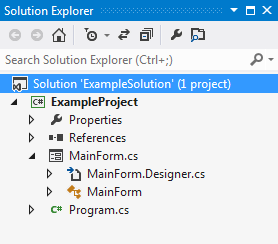 An example Visual Studio containing grouped files